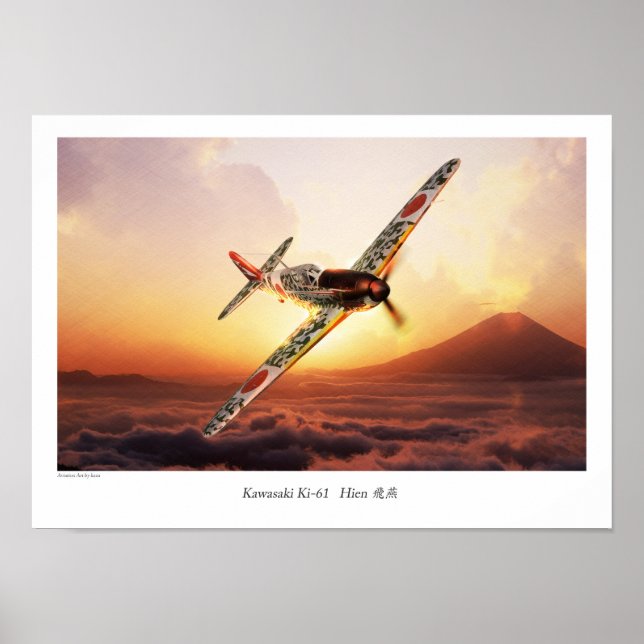 Poster de Arte da Aviação "Kawasaki Ki-61" (Frente)