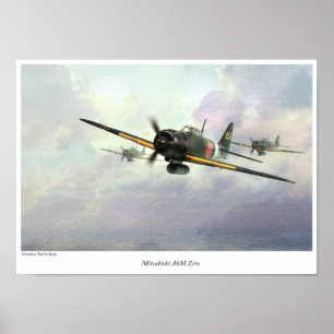 Poster de Arte da Aviação " Mitsubishi A6M Zero "