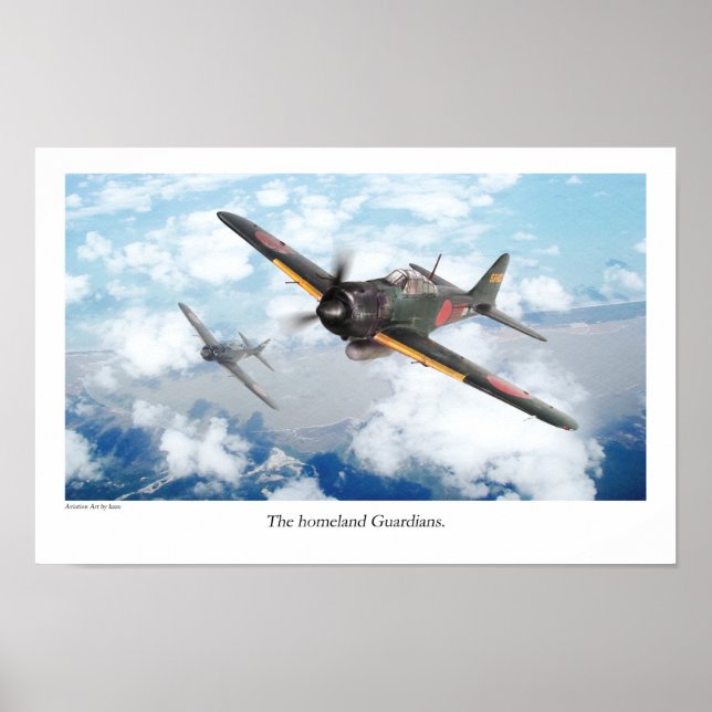 Poster de Arte da Aviação "Mitsubishi A6M Zero" (Frente)