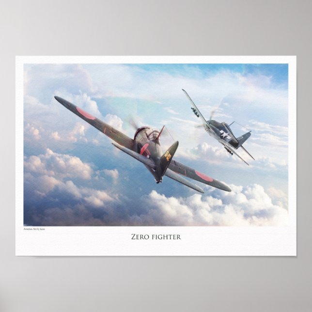 Poster de Arte da Aviação "Mitsubishi A6M Zero" (Frente)