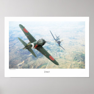 Poster de Arte da Aviação "Mitsubishi A6M Zero"