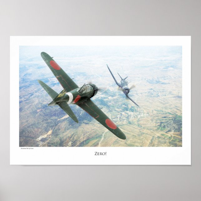 Poster de Arte da Aviação "Mitsubishi A6M Zero" (Frente)