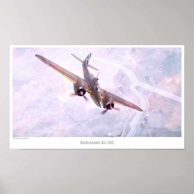 Poster de Arte da Aviação "Nakajima Ki-102 " (Frente)