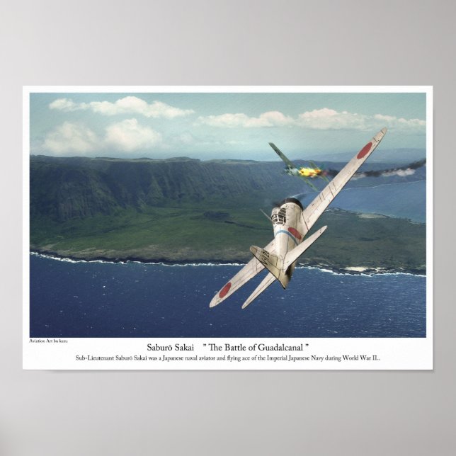 Poster de Arte da Aviação "Samurai Saburo Sakai" (Frente)