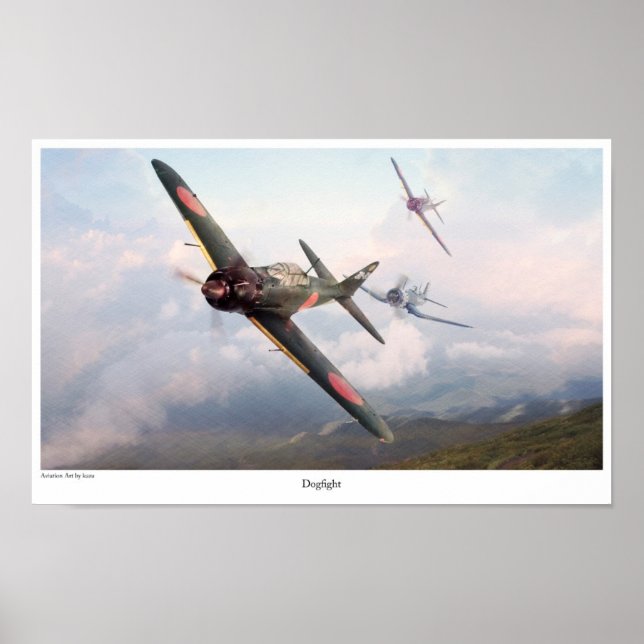 Poster de Arte da Aviação "ZERO vs F4U" (Frente)