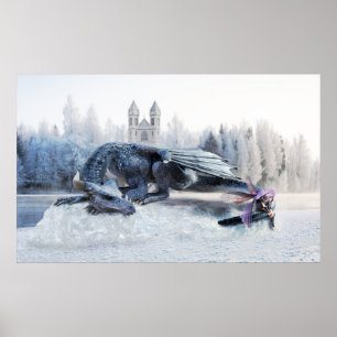 Poster de arte da fantasia do dragão
