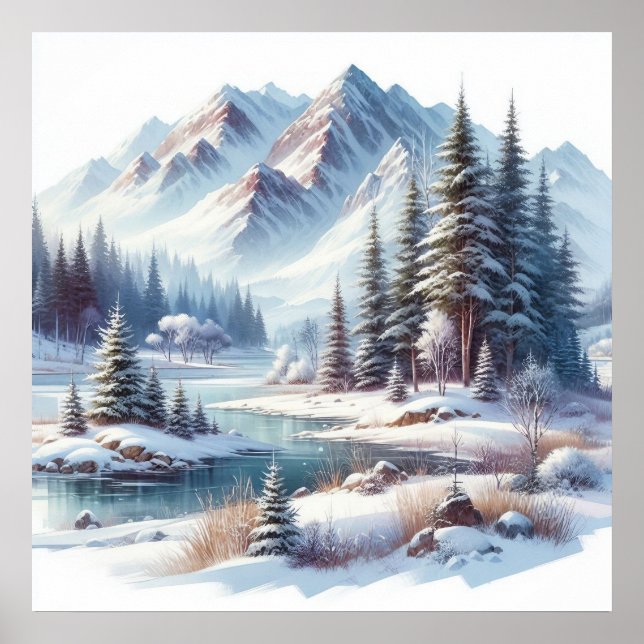 Poster de Arte da Paisagem de Inverno (Frente)