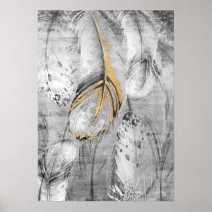 Poster de Arte da Parede de Abstrato Dourada e Cin