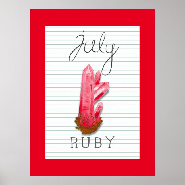 Poster de Arte da Pedra de Nascimento de Julho Rub (Frente)
