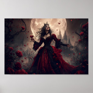 Poster de Arte da Rainha Gótica sob a Lua Carmesim