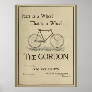 poster de arte de 1896 Vintage Gordon Bicycle