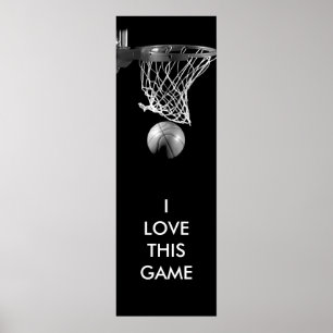 Poster de Arte de Basquete Único Preta e Branca