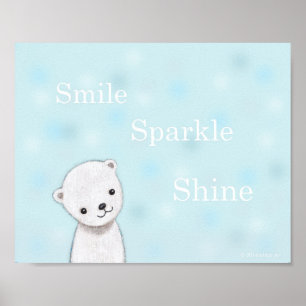 Poster de Arte de Berçário de Urso Polar Bebê Fofo