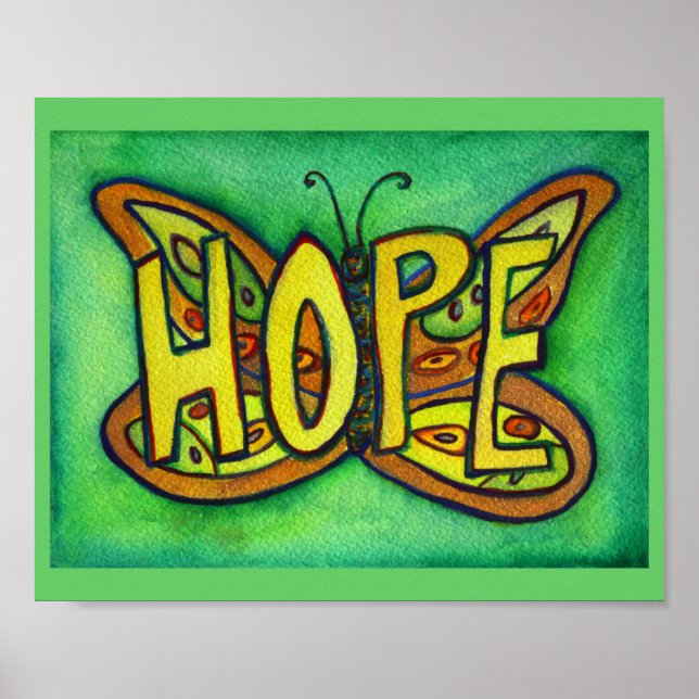Poster de Arte de Borboleta Verde Esperança (Frente)