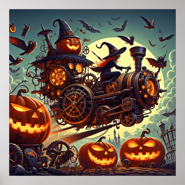 Poster de Arte de Bruxa Steampunk (Frente)