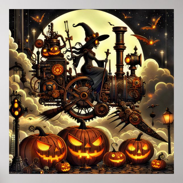 Poster de Arte de Bruxa Steampunk (Frente)