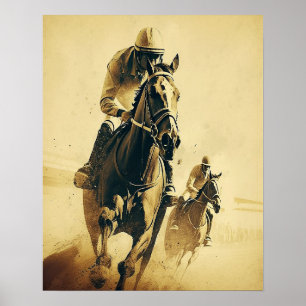 Poster de Arte de Cavalo com Estilo de Jockey Vint