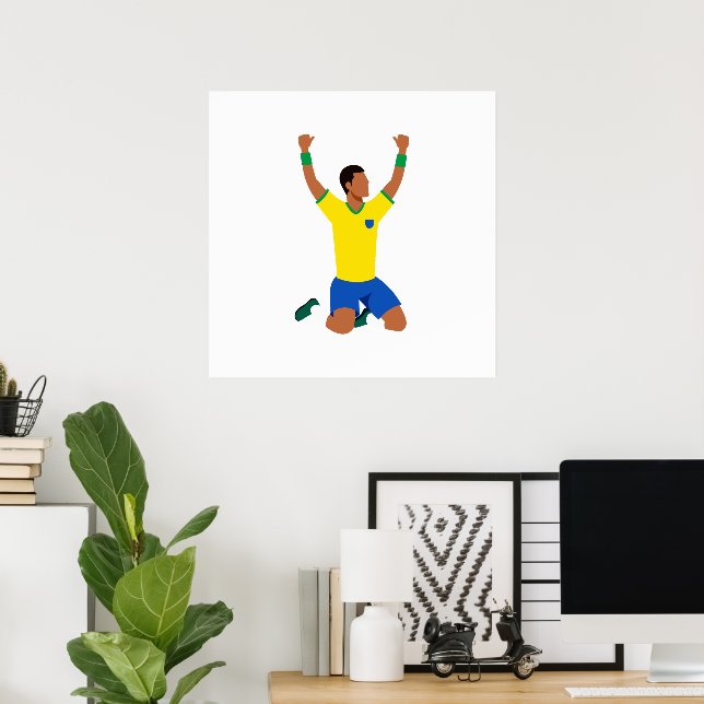 Poster de Arte de Celebração de Gol de Futebol Min (Escritório em casa)