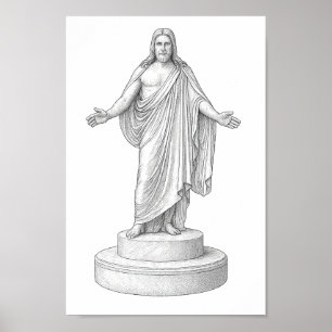 Poster de Arte de Desenho de Linha Christus