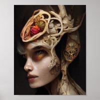 Poster de Arte de Fantasia Gótica Surreal Flor e O