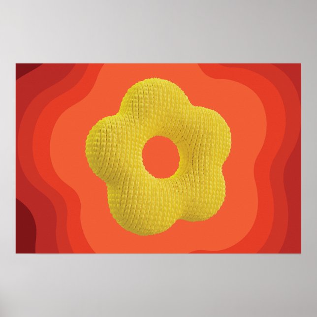 Poster de Arte de Flor Laranja Marcante - Design Q (Frente)