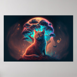 Poster de arte de gatos místicos