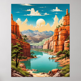 Poster de Arte de Grande Canyon Vibrante e Retro