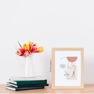 Poster de Arte de Linha de Rosto para Mulheres