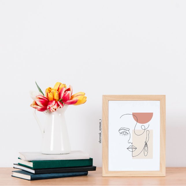 Poster de Arte de Linha de Rosto para Mulheres (Criador carregado)