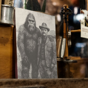 Poster De Arte De Mão De Bigfoot E Ursinho Rooseve