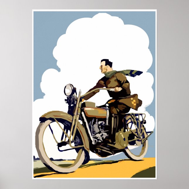 Poster de Arte de Motocicleta Retro (Frente)