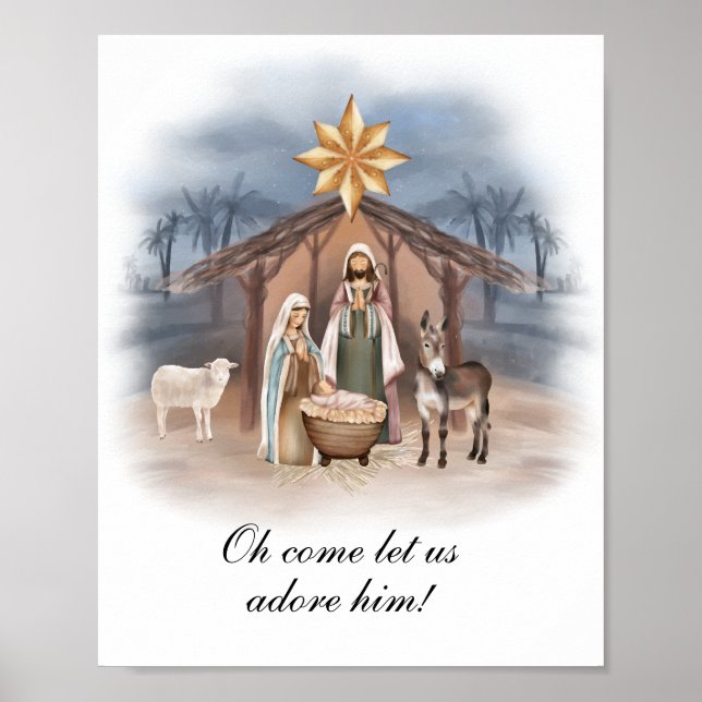 Poster de Arte de Natal Natividade, Jesus (Frente)