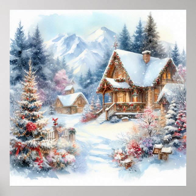 Poster de Arte de Paisagem de Natal (Frente)