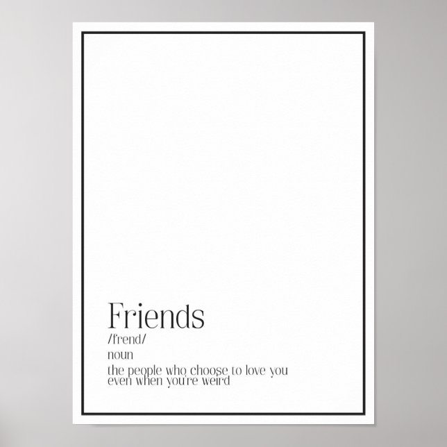Poster de Arte de Palavras de Definição de Amigos (Frente)