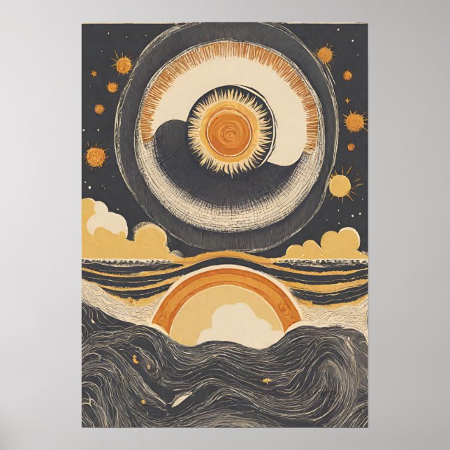 Poster de Arte de Parede Celestial Sun Illustratio (Frente)