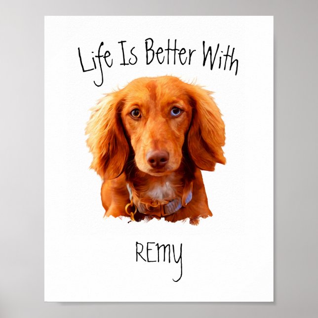 Poster de Arte de Parede Dachshund Personalizada (Frente)