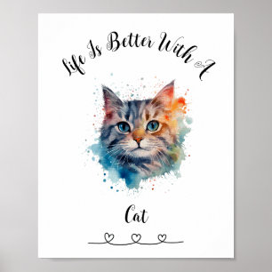Poster de Arte de Parede de Cat Tabby Personalizad