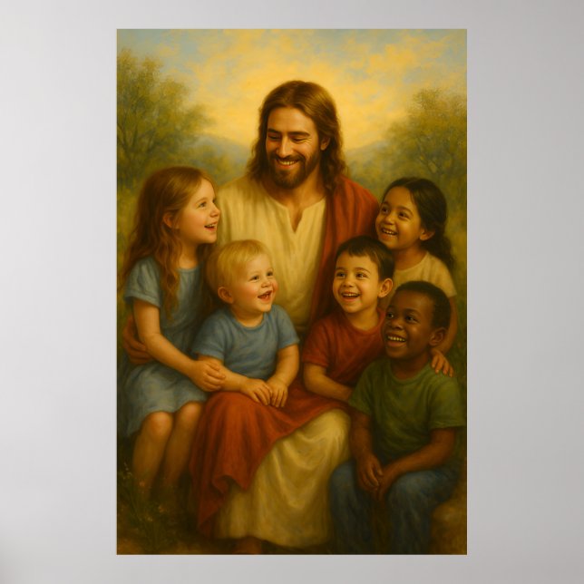 Poster De Arte De Parede De Jesus E Crianças™ LDS (Frente)