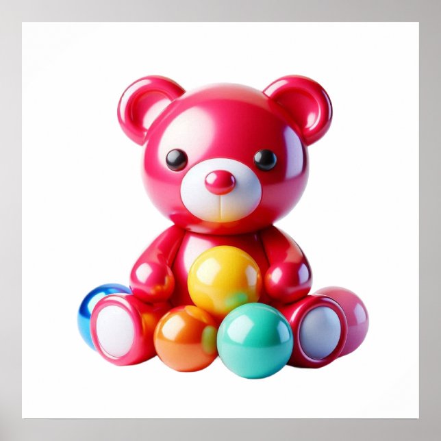Poster de Arte de Parede de Urso Fofo para Moderno (Frente)