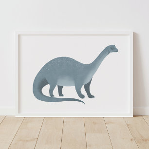 Poster de Arte de Parede Dinossauro Azul Brontosau
