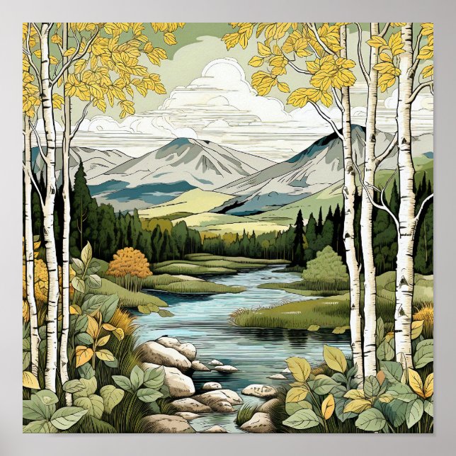 Poster de Arte de Parede Neutral na Paisagem das M (Frente)