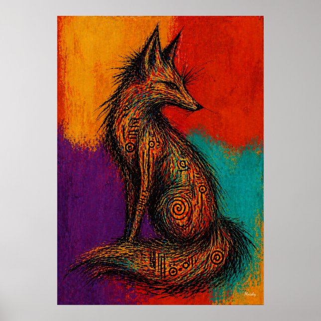 Poster de Arte de Parede Raposa Expressionista em  (Frente)
