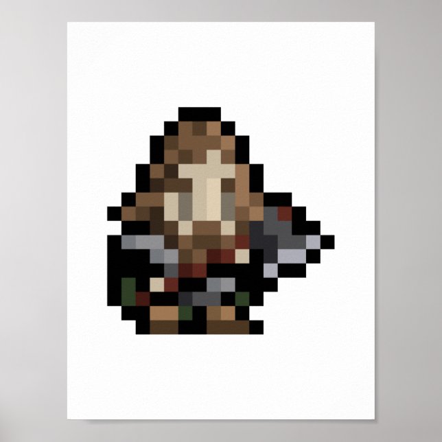 poster de Arte de Pixel 16x16 com anão de 8 bits (Frente)