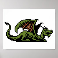 Poster de Arte de Pixel de 8 Bits do Dragão