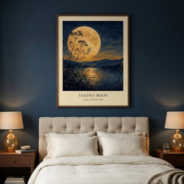 Poster de Arte de Reflexão da Lua Dourada Personal (Criador carregado)