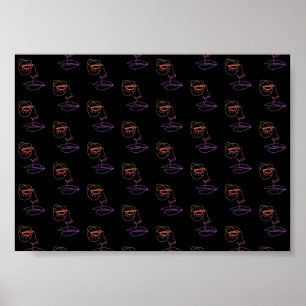 Poster de Arte de Uma Linha Azul a Preto