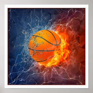 Poster de Arte Dinâmica de Basquete - Fogo e Gelo