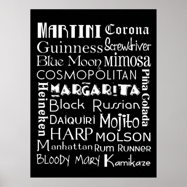 Poster de Arte do Metrô de Bebidas Favoritas (Frente)