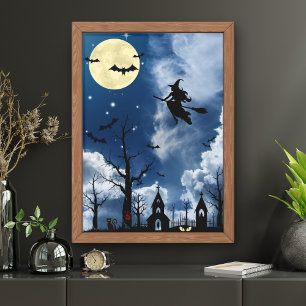 Poster de Arte do Muro de Bruxas de Bruxas Spooky