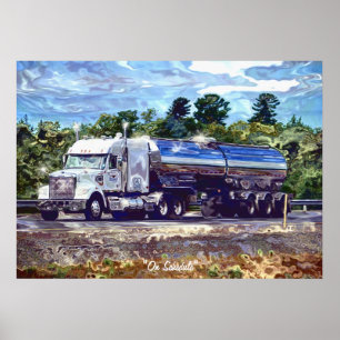 Poster de Arte do Piloto Petroleiro Branco Big Rig